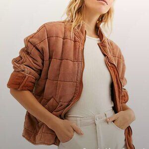 A67 Free People Dolman Quilted Knit Jacket Myrrh Burnt Orange